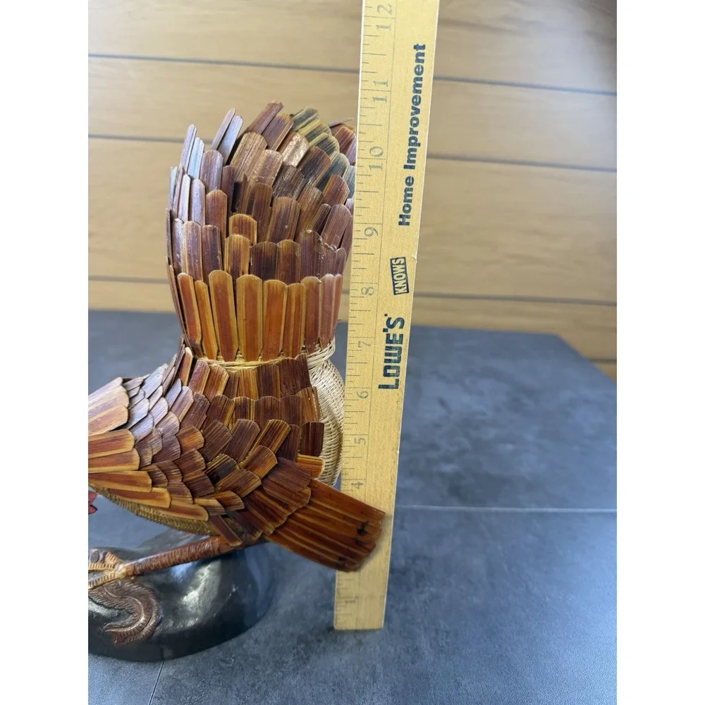 VTG 1970's Shanghai Handicrafts Woven Bamboo Rooster Chicken Basket China